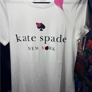 Kate Spade White Tee with Black and Red Accents
